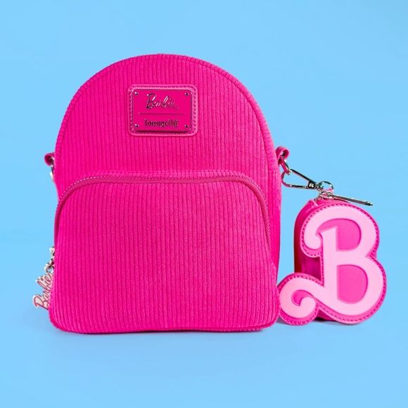 Barbie Handbags - NWT Loungefly Barbie Corduroy Hot Pink Convertible Backpack
